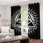 Black And White Illuminati Print Blackout Grommet Curtains