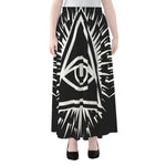 Black And White Illuminati Print Chiffon Maxi Skirt