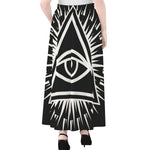 Black And White Illuminati Print Chiffon Maxi Skirt