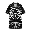 Black And White Illuminati Print Cotton Hawaiian Shirt