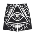 Black And White Illuminati Print Cotton Shorts