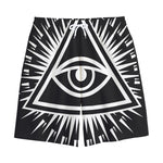 Black And White Illuminati Print Cotton Shorts