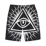 Black And White Illuminati Print Cotton Shorts