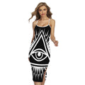 Black And White Illuminati Print Cross Back Cami Dress