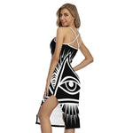 Black And White Illuminati Print Cross Back Cami Dress