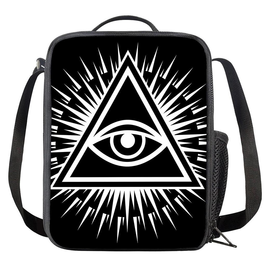 Black And White Illuminati Print Crossbody Lunch Bag