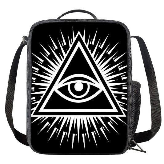 Black And White Illuminati Print Crossbody Lunch Bag