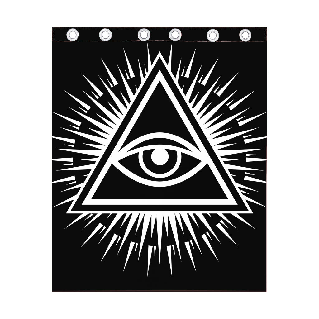 Black And White Illuminati Print Curtain