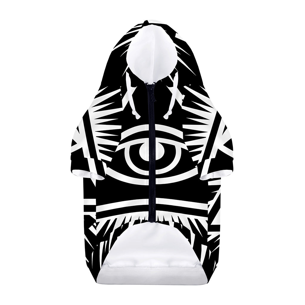 Black And White Illuminati Print Dog Zip Up Hoodie