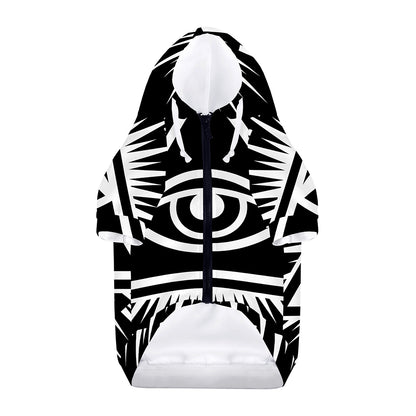 Black And White Illuminati Print Dog Zip Up Hoodie