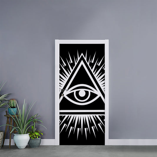 Black And White Illuminati Print Door Sticker