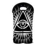 Black And White Illuminati Print Double Neoprene Wine Tote