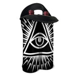 Black And White Illuminati Print Double Neoprene Wine Tote