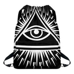 Black And White Illuminati Print Drawstring Backpack