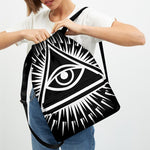 Black And White Illuminati Print Drawstring Backpack