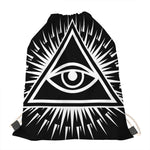 Black And White Illuminati Print Drawstring Bag