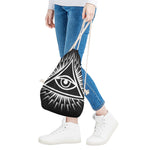 Black And White Illuminati Print Drawstring Bag