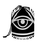 Black And White Illuminati Print Drawstring Makeup Bag