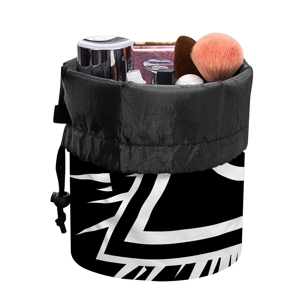 Black And White Illuminati Print Drawstring Makeup Bag
