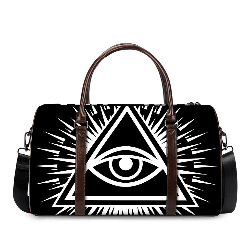Black And White Illuminati Print Duffle Bag