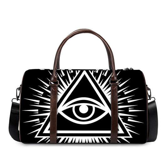 Black And White Illuminati Print Duffle Bag