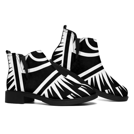 Black And White Illuminati Print Flat Ankle Boots