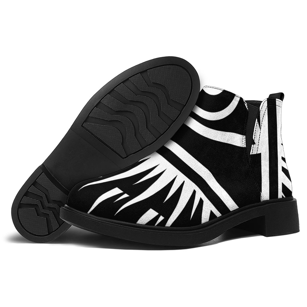 Black And White Illuminati Print Flat Ankle Boots