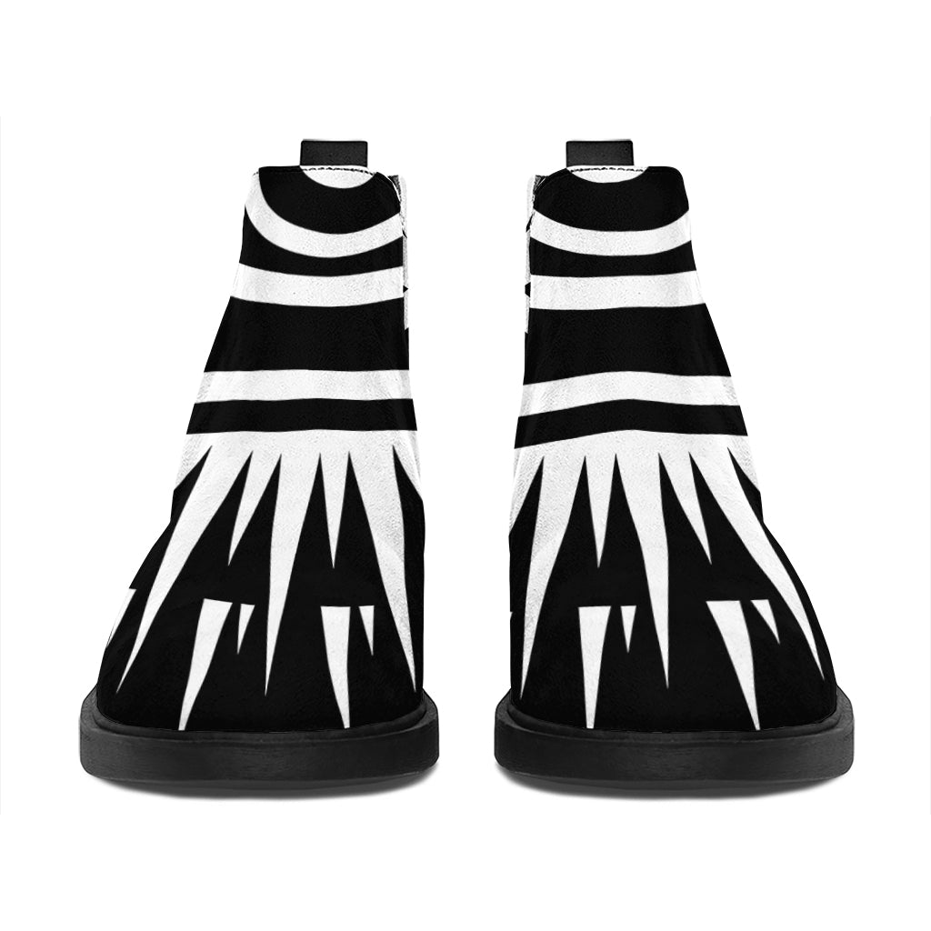 Black And White Illuminati Print Flat Ankle Boots