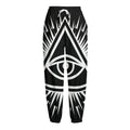 Black And White Illuminati Print Fleece Lined Knit Pants