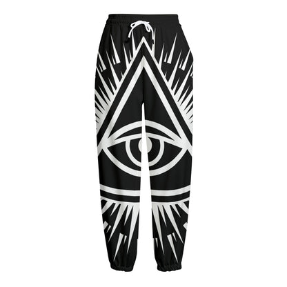Black And White Illuminati Print Fleece Lined Knit Pants