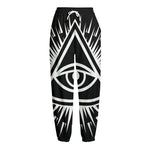 Black And White Illuminati Print Fleece Lined Knit Pants