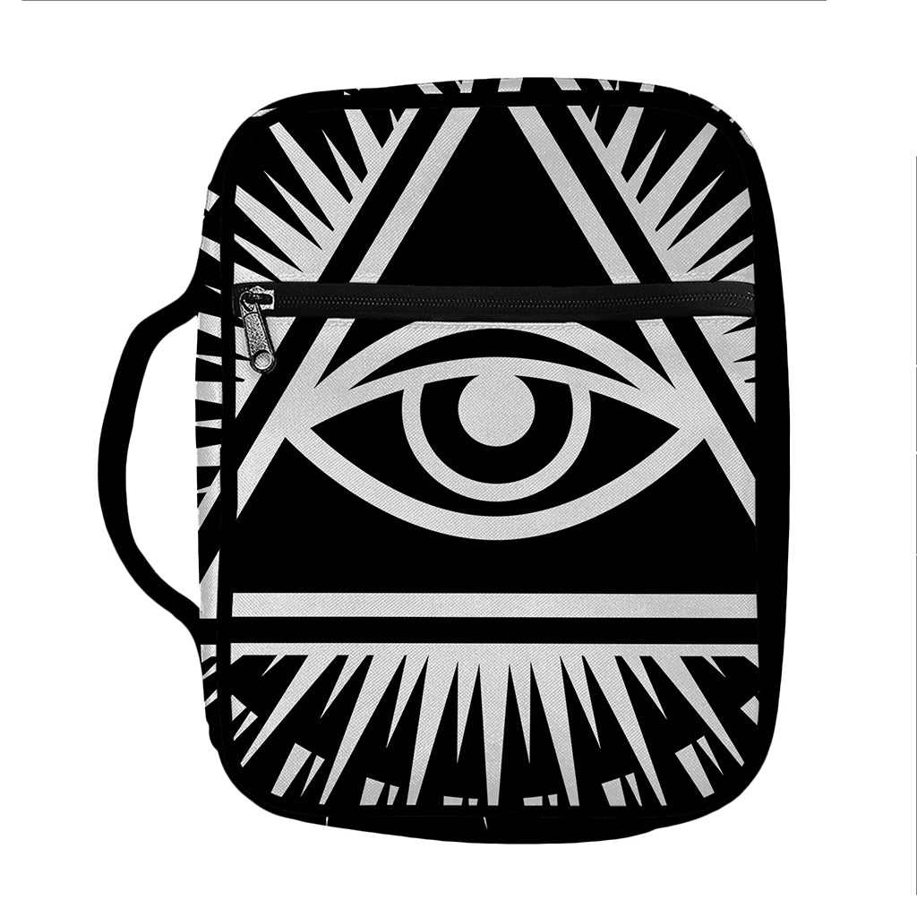 Black And White Illuminati Print Front Pocket Bible Bag