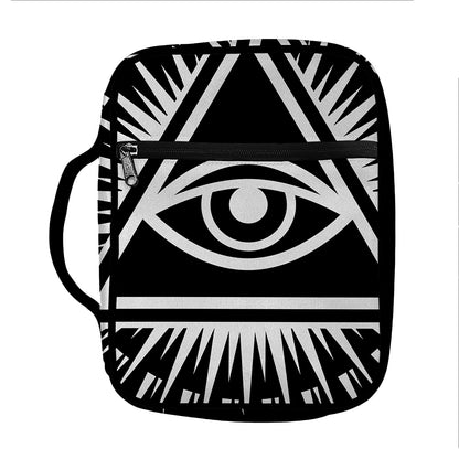 Black And White Illuminati Print Front Pocket Bible Bag
