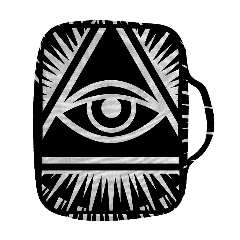 Black And White Illuminati Print Front Pocket Bible Bag