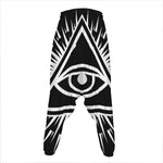 Black And White Illuminati Print Hammer Pants