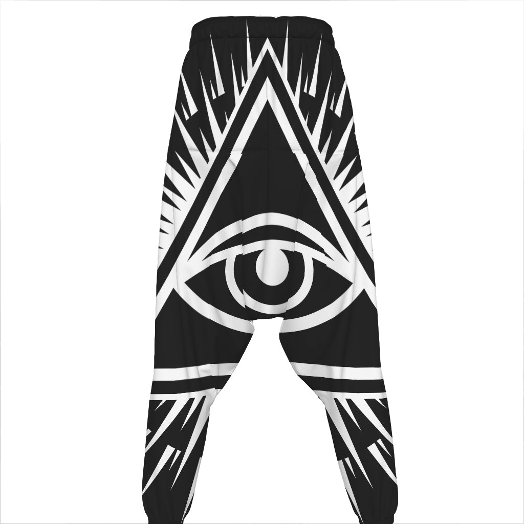 Black And White Illuminati Print Hammer Pants