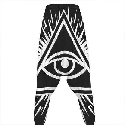 Black And White Illuminati Print Hammer Pants