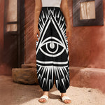 Black And White Illuminati Print Harem Pants