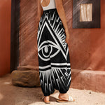 Black And White Illuminati Print Harem Pants