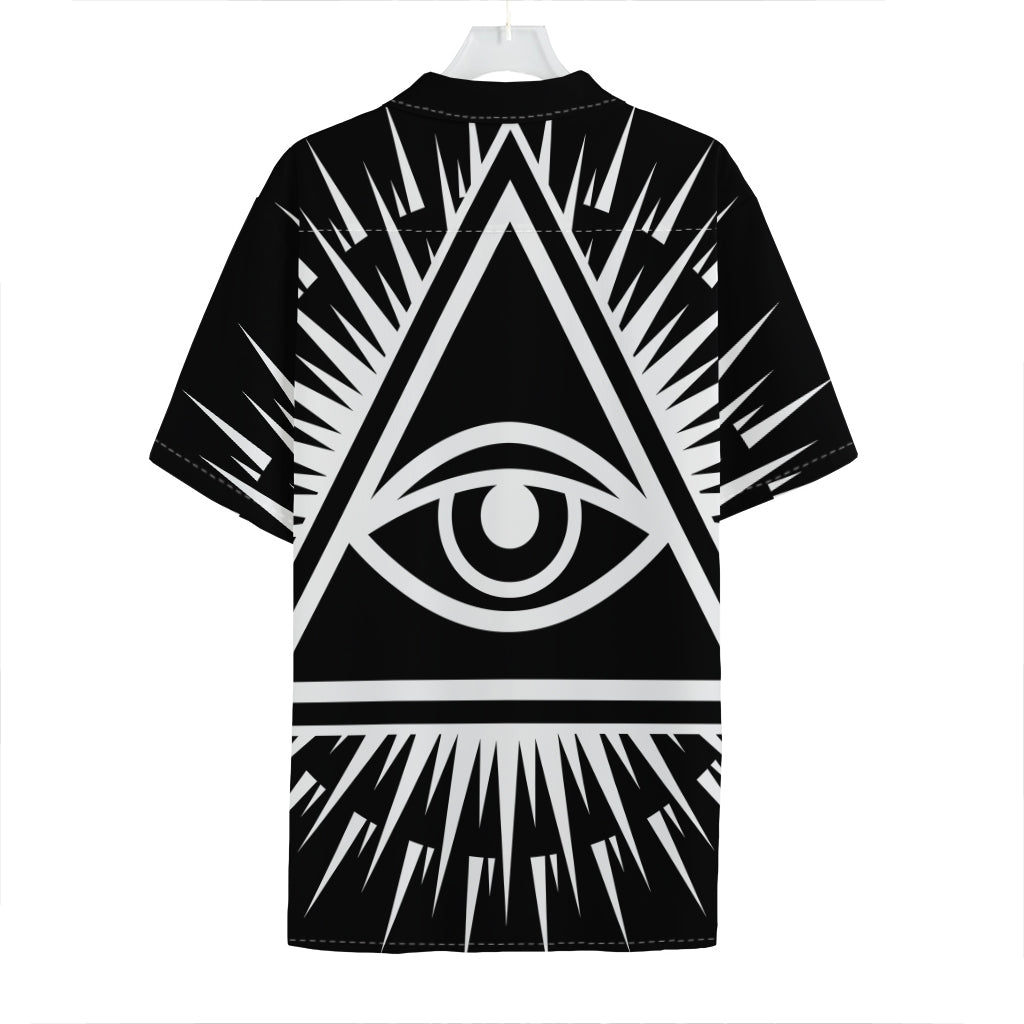 Black And White Illuminati Print Hawaiian Shirt