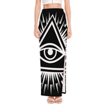 Black And White Illuminati Print High Slit Maxi Skirt