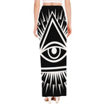 Black And White Illuminati Print High Slit Maxi Skirt