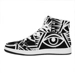 Black And White Illuminati Print High Top Leather Sneakers