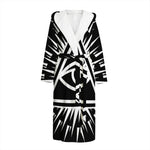 Black And White Illuminati Print Hooded Bathrobe