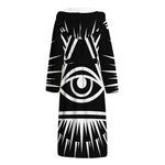 Black And White Illuminati Print Hooded Bathrobe