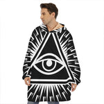 Black And White Illuminati Print Hoodie Blanket