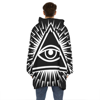 Black And White Illuminati Print Hoodie Blanket