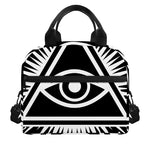 Black And White Illuminati Print Insulated Lunch Bag
