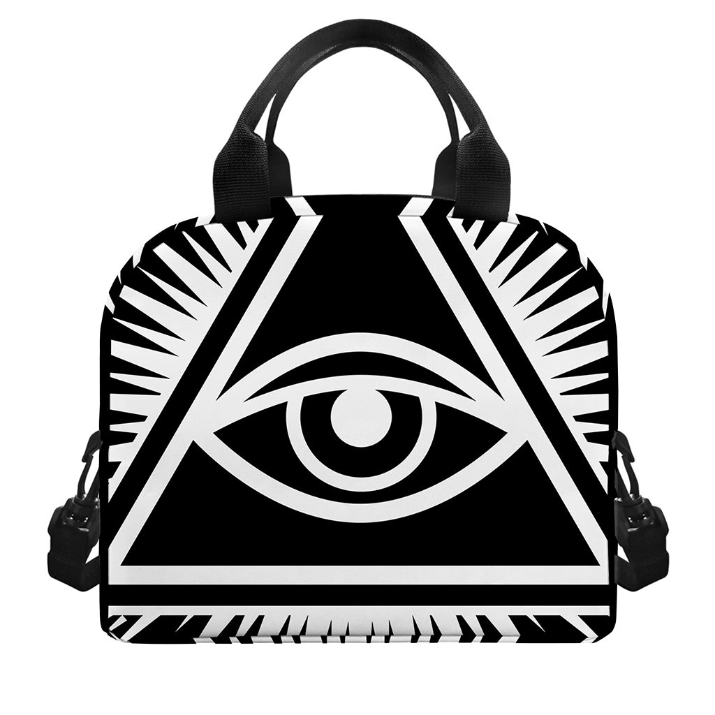 Black And White Illuminati Print Insulated Lunch Bag