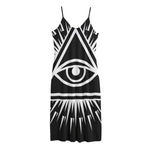 Black And White Illuminati Print Jersey Midi Cami Dress